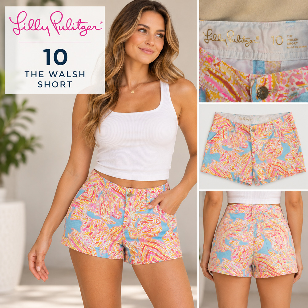 Lilly Pulitzer The Walsh Short Size 10 Pink Blue Yellow Printed Shorts